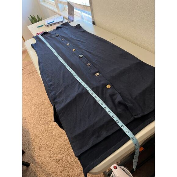 Soft Surroundings Dark Blue Sleeveless Button Detailed Front Midi Dress Size S - Picture 11 of 14